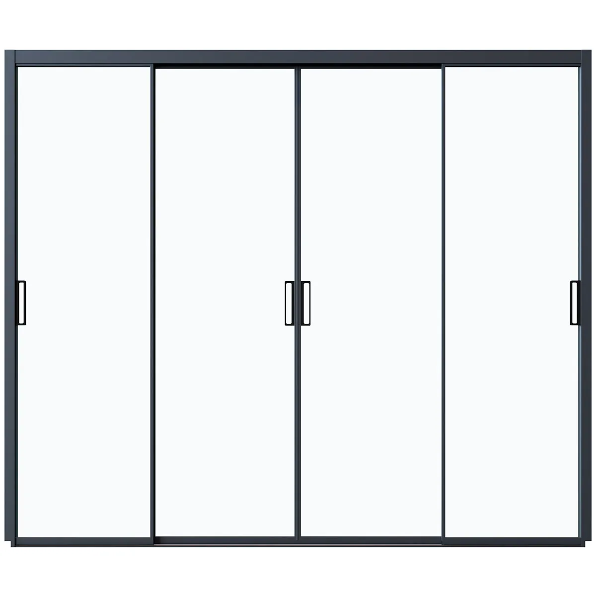 Стеклянная панель 2.35*4 м на 2х направляющих c рамкой