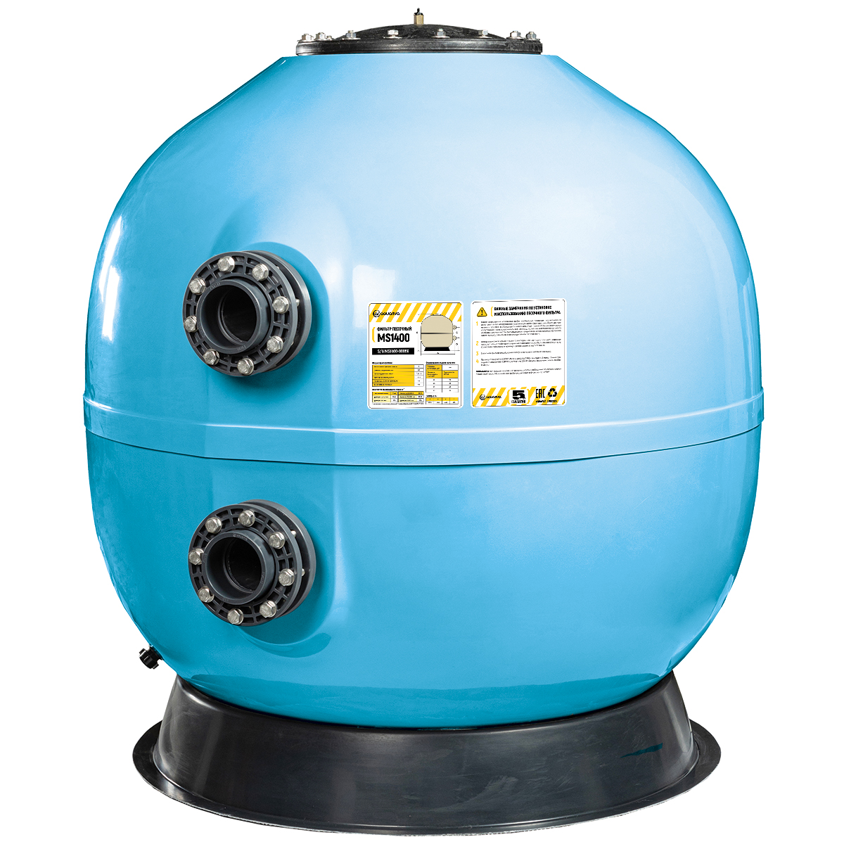 Фильтр AquaViva MS1400 (77 м³/ч , 1400 мм, 2340 кг, 110 мм, 2,5Бар, 1 м засыпка)