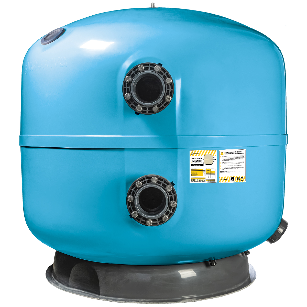 Фильтр AquaViva MS2000 (157 м³/ч, 2000 мм, 5610 кг, 140 мм, 2,5Бар, 1 м, серый) + люк д/выгрузки и смотровое стекло