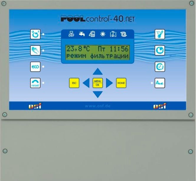 PC-40-NET, многофункц. блок управления PC-40-NET, с доступом через интернет, для переливных и скиммерных бассейнов (OSF)