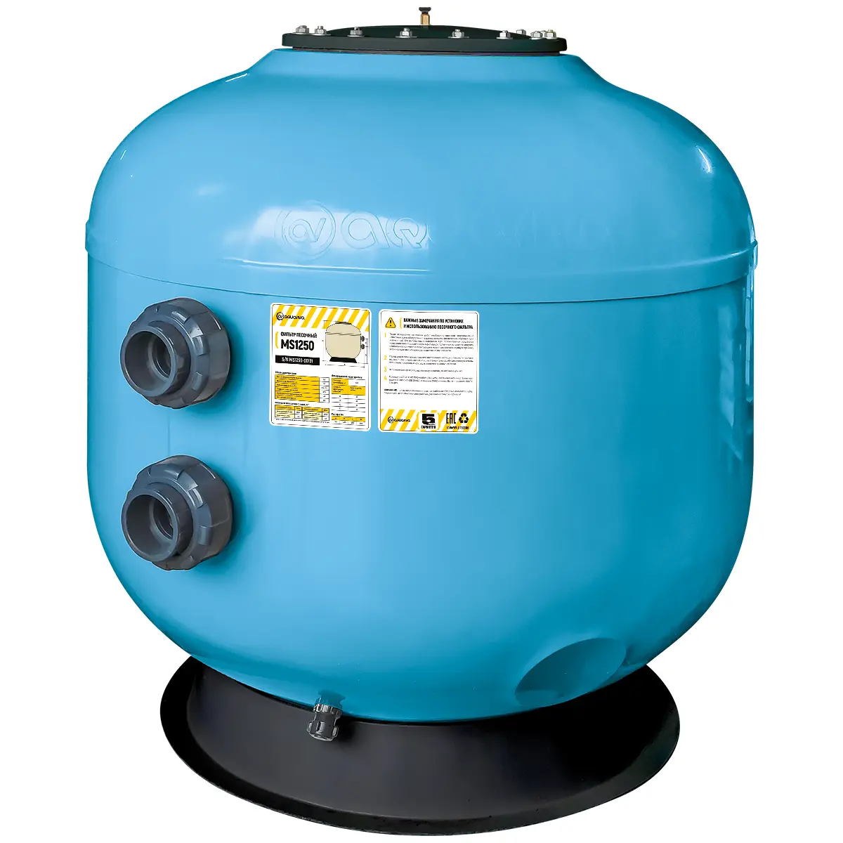 Фильтр озон. AquaViva MS1250M (62m3/h, 1250mm, 1960kg, 90mm, 2,5Бар,1м засыпка)