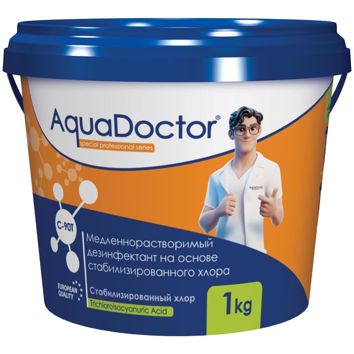 Дезинфектант для бассейна на основе хлора длительного действия AquaDoctor C-90T 1 кг