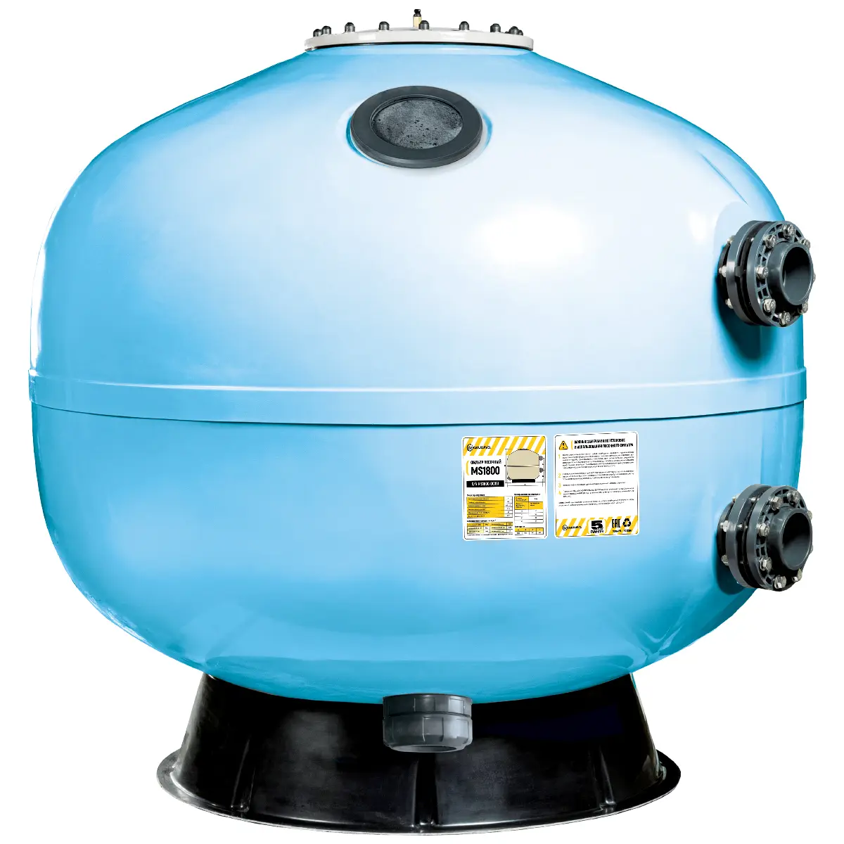 Фильтр озон AquaViva MS1800 (127м³/ч, 1800 мм, 4140 кг, 110 мм, 2,5Бар,1м засыпка)+люк д/выгрузки и см/