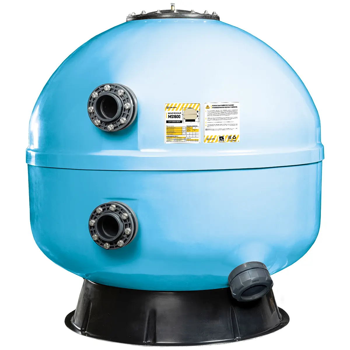 Фильтр озон. AquaViva MS1600 (101м³/ч, 1600 мм, 3060 кг, 110 мм, 2,5 Бар,1м засыпка)+люк д/выгрузки